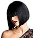 Another Me Wig Women's Glossy Black Short Bob Wig Ultra Soft Neat Bangs Heat Resistant Fiber Party Cosplay Accessories
