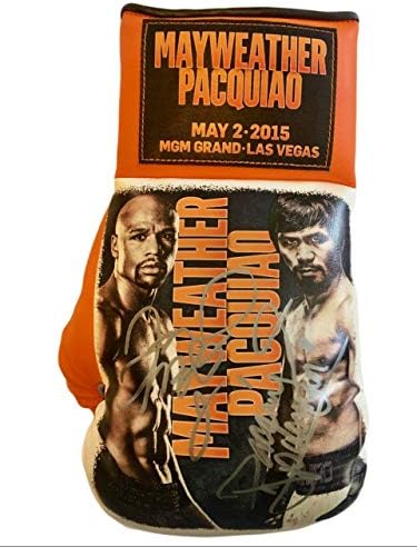 Floyd Mayweather Jr. and Manny Pacquiao Autographed Boxing Glove in Silver