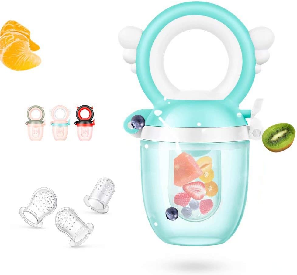 Baby Silicone Fruit Pacifier Fresh Food Feeder with 3 Different Size Pacifiers Blue