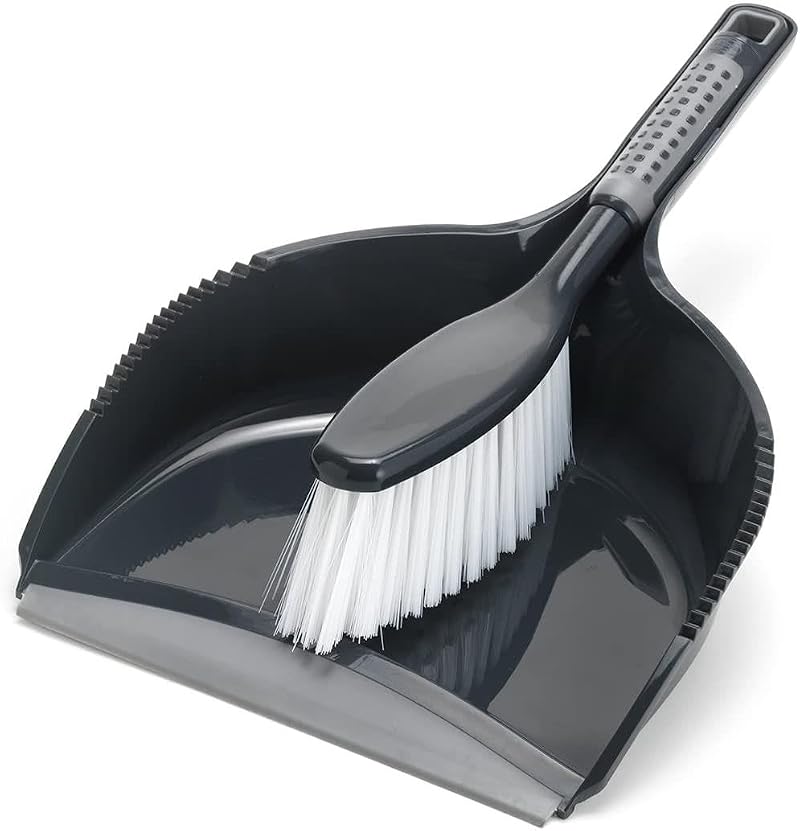 Addis ComfiGrip Dustpan and Brush with Rubber Lip Graphite 11 x 23 x 35 cm