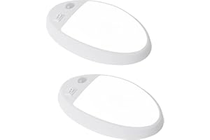 LUCERE Facon 2Pack 12V DC RV Interior Light with PIR Motion Sensor & 3-Way Switch - Small Oval Pancake Ceiling Dome Light, 6000K Daylight White, ETL Listed for RV, Motorhome, Camper, Boat
