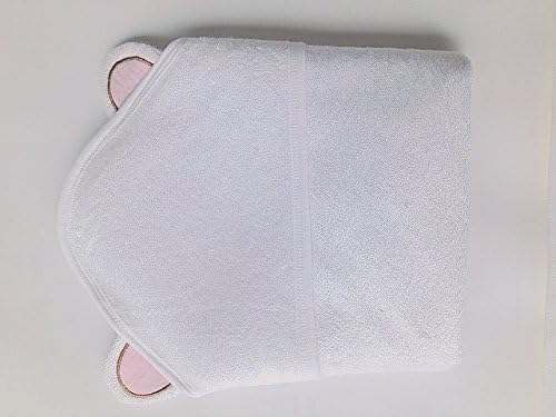 Baby Hooded Bamboo Towel Large White With Pink Ears
