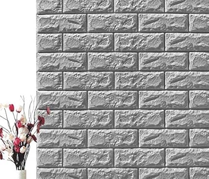 3d Slate Stone Brick Effect Wallpaper Washable Vinyl Natural Grey