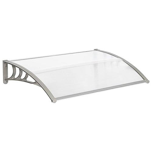 Outopee Door Canopy Awning, 120 x 80 cm Window Garden Front Door Canopy for Outdoor Shelter, Window Porch Shade, Patio Roof Cover, Grey