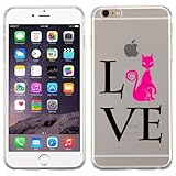 Iphone 6 Plus Love Cat Glossy Transparent Clear Candy Skin Cover (Pink)