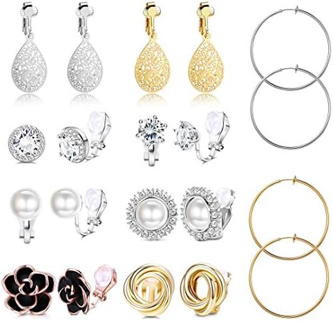 8 Pairs Clip Earrings for Women Set