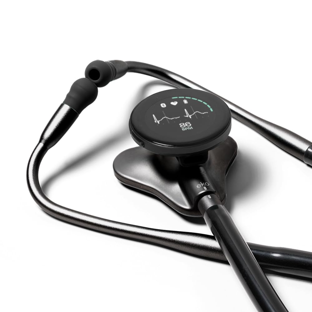 Photo 1 of CORE 500™ Digital Stethoscope — 40x Amplification, Active Noise Cancellation, 3-Lead ECG, FDA-Cleared AI with Eko+, Full-Color Display, Reimbursement Eligible — Matte Black, COR501-BLK/BLK