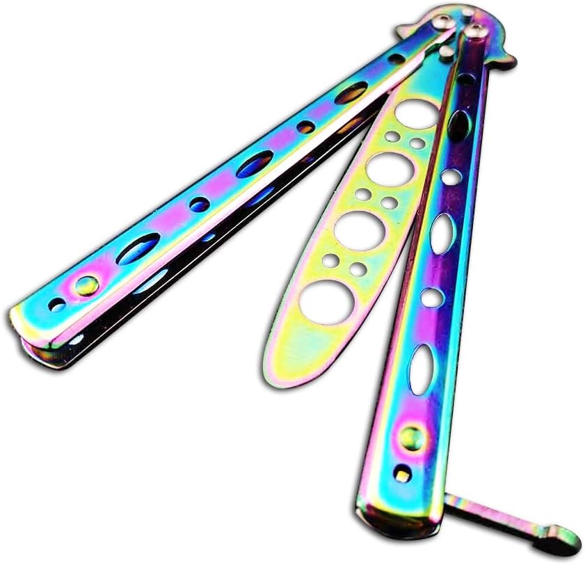 OEEK Practice Tool,Children Boy Man Gift,Fold Training Trainer Stainless Steel,Rainbow Titanium