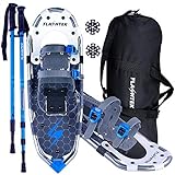 FLASHTEK 25''/30'' Snowshoes for Men and Women Lightweight Snowshoes with Poles for Hiking Heel Lift Riser for Mountaineering + Free Carrying Bag