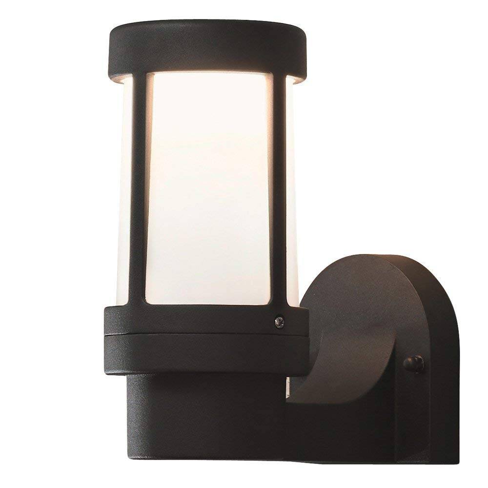 Konstsmide Outdoor Wall Lights/Siena Up Modern Outdoor Wall Ligh /1 x 60 W E27 Max Wall Lamp/Opal-Frosted Acrylic Lens/Aluminium/IP44/Outside Light Black