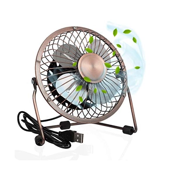 Invero® Mini USB 4-Inch Tilting Desktop Cooling Fan with Metal Shell and Aluminium Blades ideal for Home, Office…