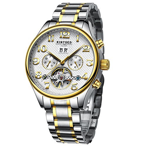 KINYUED 2017 Original Swiss Multi-function Men's watches Stainless Steel Automatic Watches Silver Band