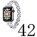 Moretek Jewelry Band for Apple Watch Series 1 & 2 & 3 42MM All Edition - Women Stainless Steel Crystal Diamond Replacement Bracelet Accessories Bands (Silver 42MM)