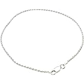 Bracelets, Anklets by Joyful Creations Sterling Silver 1.5mm Diamond-Cut Rope Nickel Free Chain Anklet Italy, 10"
