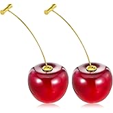 Cherry Earrings, Cherry Earrings for Women 3D Red Fruit Dangle Earring, Cute Drop Charm Jewelry Gift