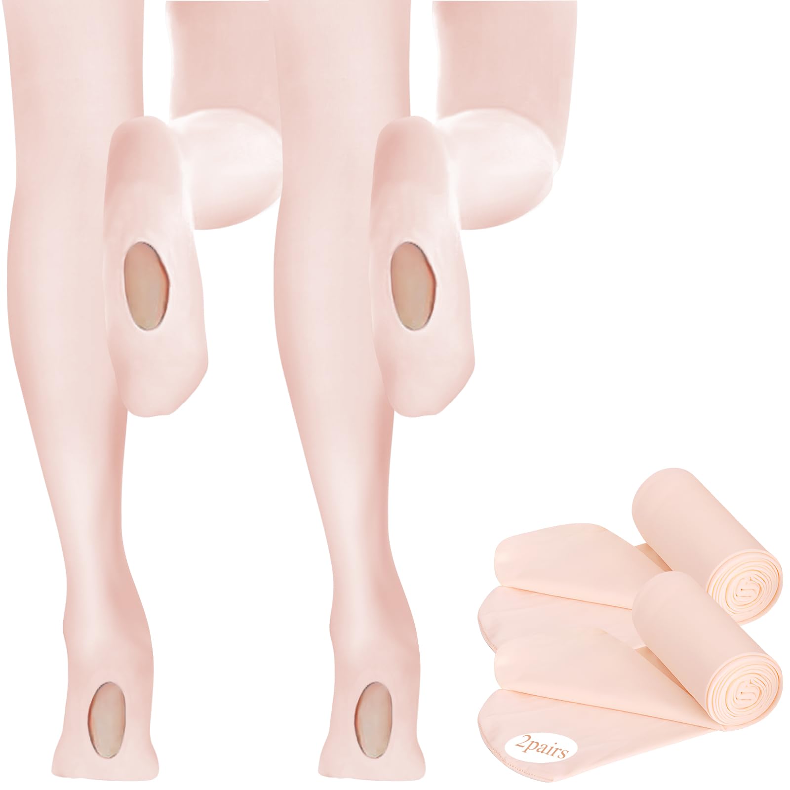 Photo 1 of **One pair**Buauty 2 Pairs Girl's Ballet Dance Tights?Convertible Transition Toddler Pantyhose Kids Soft School Footed Legging Stockings (US, Age, 6 Years, 8 Years, 2pcs Pink)