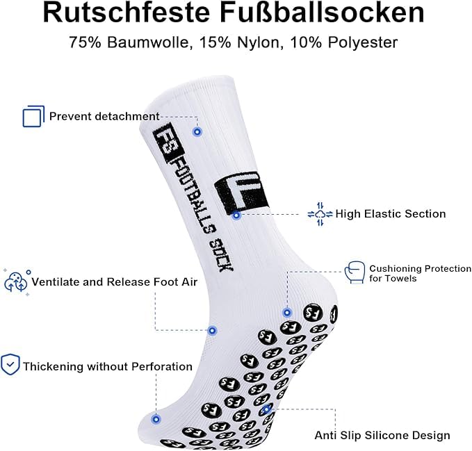 AVABEST Mens Soccer Socks 2 Pairs 35-39 39-46 46-50 Football Socks Non Slip Sports Socks