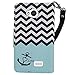 LG Tribute Case, SOGA® PU Leather Magnetic Flip Design Wallet Case for LG Tribute LS660 / Optimus F60 D390N / Transpyre VS810PP - Teal Chevron Anchor Love [SWF11]