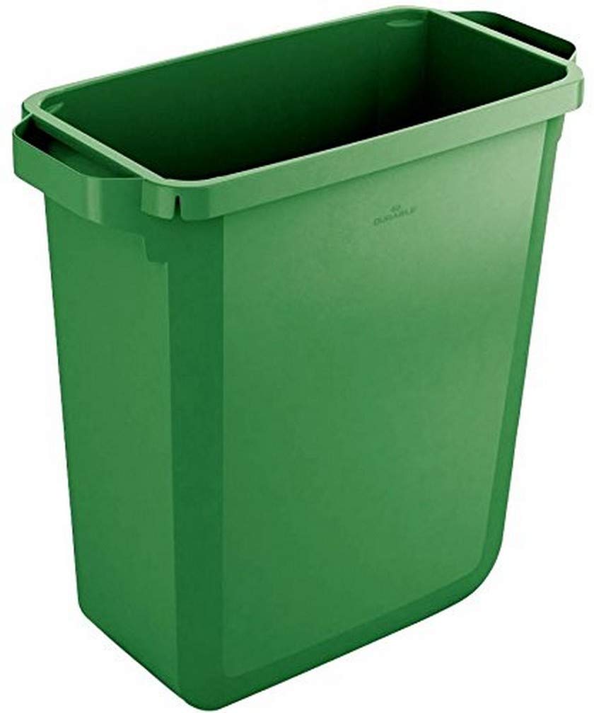 Durable DURABIN 60 Rectangular Waste Bin Green - 60 Litre Capacity - Food and Freezer Safe - Perfect for Waste Collection or Recycling