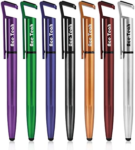 Ace Teah 4 in 1 Compacitive Stylus Pen with Ballpoint Pen, Phone Stand Holder and Screen Wipe, Universal Stylus for iPad, iPad Pro, iPhone, Tablets and Other Touch Screens Devices (7 Pack)