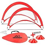 Portable Soccer Goal Set for Training, Practice &amp; Game – Pop-up Soccer Net – 2 Soccer Goals, 6 Disc Cones &amp; 8 Spikes – Carry Bag – Easy to Assemble &amp; Store – Be it Backyard or Public Fields