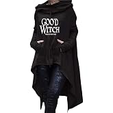 Rfecccy Women's Good Witch Tunic Casual Long Sleeve Pullover Irregular Hem Hoodies