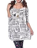 ELLAZHU Women Baggy Newspaper Knit Pullover Dress Onesize SZ44