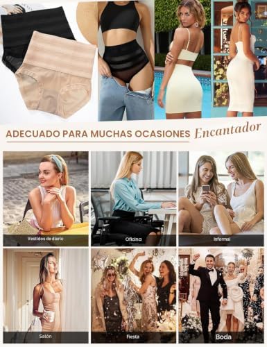 Braga Fajas Reductoras Mujer Braguitas Adelgazante Abdomen Moldeador Braga Vientre Plano Recuperación Postparto Transpirable con Algodón Entrepierna Elástico Cómodo Faja Reductora (Negro, L)