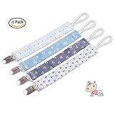 Pacifier Clip - 4 Unisex Pacifiers Holder Set for Girls and Boys - Best Dinky Leash for Teething Toys, Soothie, Baby Shower Gifts