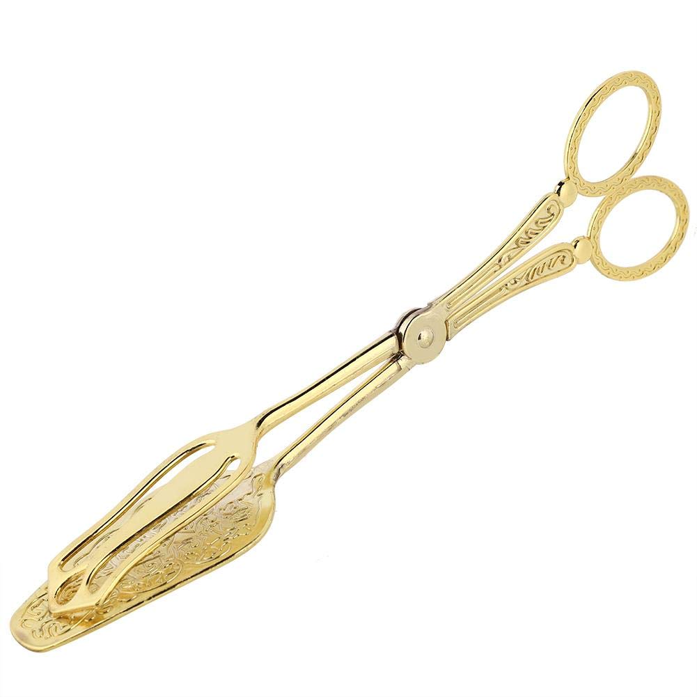 Kitchen Helper Bread Tongs Vegetable Clips Cake Clamp Buffet Clamps Barbecue Tongs Kitchen Utensil(Golden)