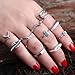 RINHOO FRIENDSHIP 10PCS Bohemian Retro Vintage Crystal Joint Knuckle Ring Sets Finger Rings (Style 3)