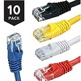 Buhbo 2ft Cat6 UTP Ethernet Network Booted Patch Cable (10-Pack) Multi-Color Black, Blue, Red, Yellow, White