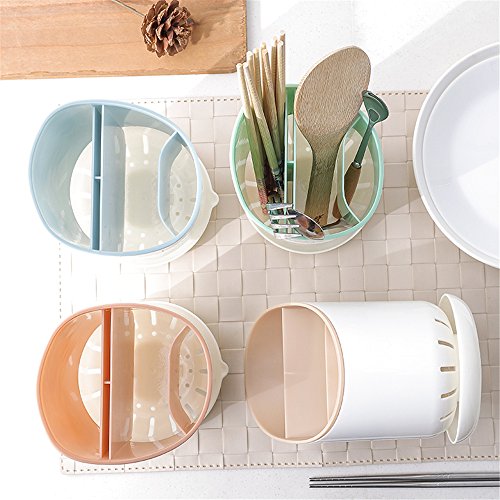 Microbird Plastic Utensil Holder Large Capacity Organizer Crock For Kitchen and Cooking Gadgets (Blue)