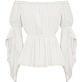 Scarlet Darkness Renaissance Shirt for Women Bell Sleeve Peasant Tops and Blouse