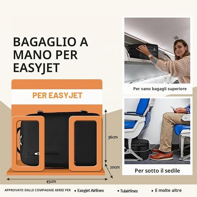 Zaino 45x36x20 per Easyjet Zaino da Viaggio Bagaglio a Mano