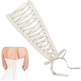 AHANDMAKER Women's Dress Corset Kit, 176 Inch Women's Tie Back for Wedding Bridal Gown, 19 Inch Wedding Dress Loops, Adjustable Corset Back Kit Lace Up for Bridal Corset Prom Dress, Navajo White