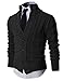 H2H Mens Casual Stand Collar Cable Knitted Button Down Cardigan Sweater
