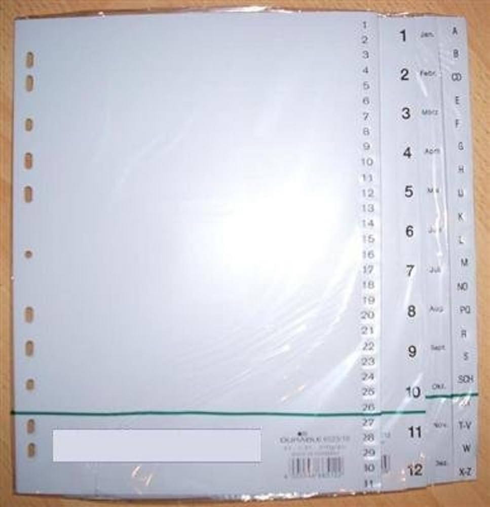 Durable 651410 monthly register 12 Sheets (A4, embossed Taben Jan-Dec, PP Full Covering) 25-Piece, gray