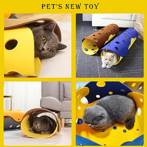 Cat Tunnels for Indoor, Foldable Felt Cat Tunnel Bed, DIY Cats Play Mat