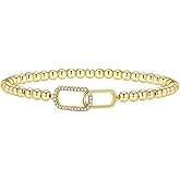 14K Yellow Gold Beaded Bracelet for Women Delicate Dainty Chain Jewelry Stackable Adjustable Charm Bangle Luxurious Minimalist Design Everyday Wear Non Tarnish Fine Jewelry Ideal Gifts