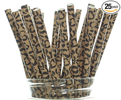 Amazon Com Cheetah Print Straws 25 Pack Cheetah Paw Pattern
