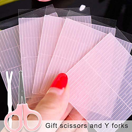 260Pcs Invisible Waterproof Eyelid Sticker Fiber Tape Double Eyelid Adhesive Tape with Y Forks + Scissors