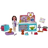 Barbie Chelsea Doll and Accessories, Pet Vet Playset with Doll, 4 Animals and 18 Pieces