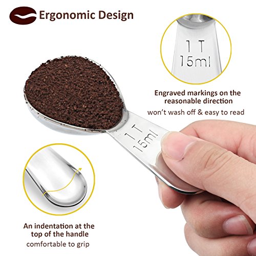 image for 1Easylife Endurance Stainless Steel Coffee Scoops, 2 Piece Ergonomic M