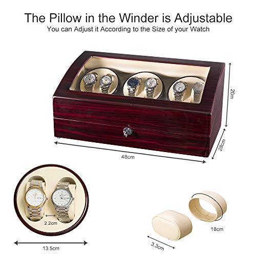 JQUEEN Six Watch Winders 7 Storages with Three Quiet Mabuchi Motors - Thumbnail 2