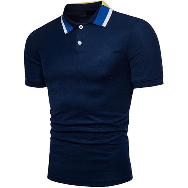 Men's Fashion Collarless Polo Shirts Muscle Fit Casual Basic