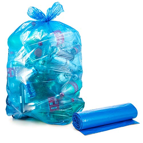 Recycling Trash Bags 55 Gallon, Large Blue Plastic Garbage Bags, 50/Count