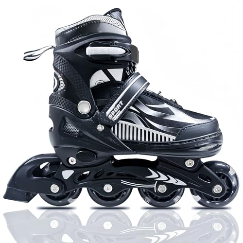 Inline-Skates Für Kinder, Mädchen &Amp; Jungen Im Alter Von 4-6, 5-8, 6-12, 8-12 Jahren Mit Leuchträdern – Verstellbare Rollschuhe Für Anfänger, Jugendliche, Indoor &Amp; Outdoor (S(28-31 Eu/175-205 Mm)