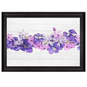 Row of Purple Flowers Over White Wooden Panels...