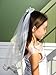 Beautiful First Communion Veil with Satin Bow and Silver Cross Accent